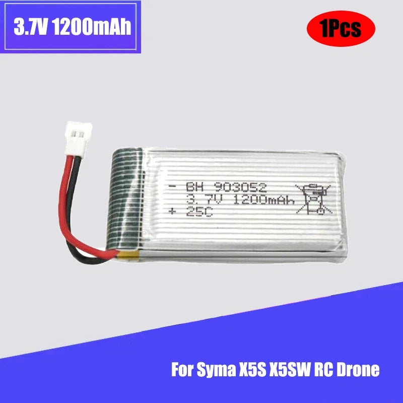 1¡Á 903052 1200mAh 3.7V XH2.54 Plug 25C LiPo Battery For X5SW drone RC Quadcopter Battery