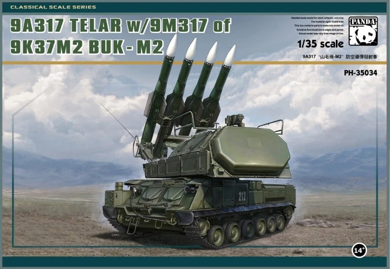 1/35 scale model kit featuring green Buk M2 SAM launcher on box art