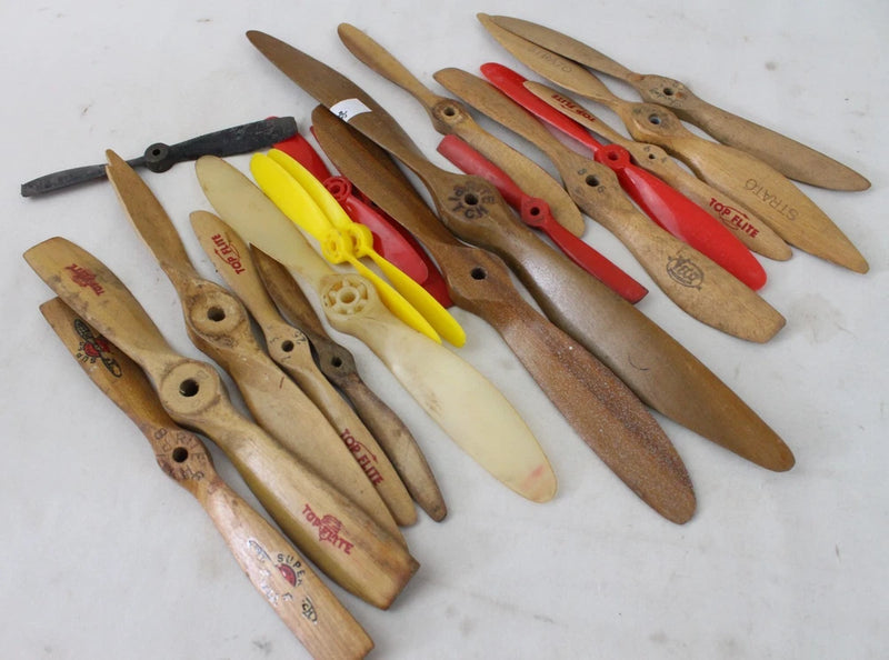 20 Vintage Top Flite Veco Strato USA Wood Toy Gas RC Plane Propeller Lot Hobby