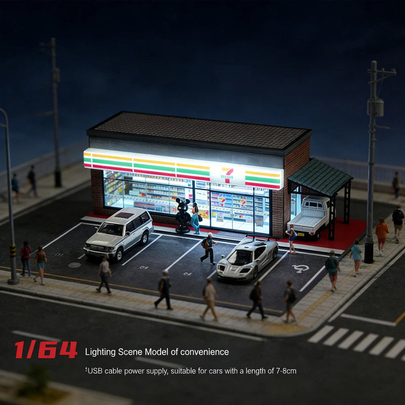 Diorama 1/64 Diecast Car Garage Model LED City Street Building Store Display US