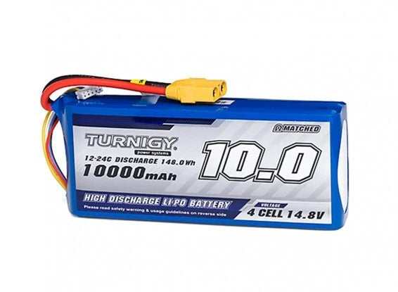 Turnigy High Capacity 10000mAh 4S 12C Multi-Rotor Lipo Pack w/XT90 Battery