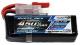 RC LiPo battery pack, 2S 7.4V 450mAh with JST connector and red/black leads