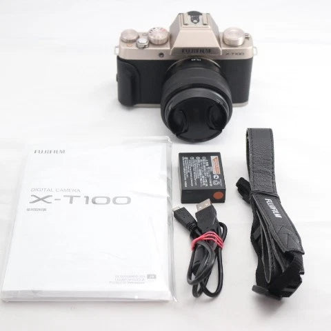 Fujifilm X-T100 Mirrorless Camera Lens Kit, Champagne Gold
