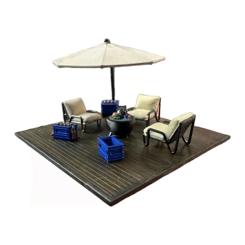 Diorama 1/64 Sunshade Umbrella Furniture Model Garage Scene Display Props Model