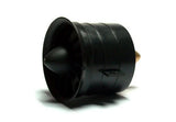 Black ducted fan housing with front intake opening and small gold connector