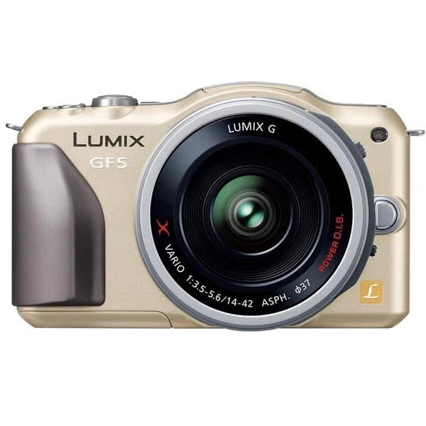 Used, excellent condition Panasonic LUMIX DMC-GF5 power zoom lens kit, gold.