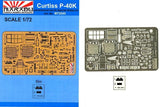 P-40K Warhawk photo-etched model detail set with two metal fret sheets