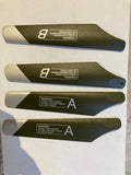 Green RC helicopter rotor blades set, labeled 2a and 2b, multiple pieces
