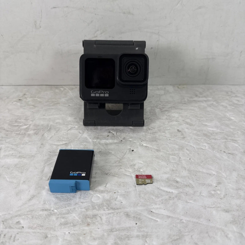 GoPro HERO9 Black action camera with front touchscreen and dual-lens housing