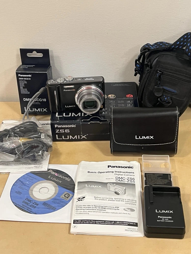 Panasonic Lumix ZS-6 12.1MP Digital Point&Shoot camera, 2batts, Charger, Case ++