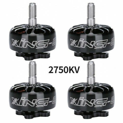 Black FPV drone motor with silver mounting threads, 2750KV, 4-pack view
