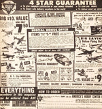 Vintage airplane model advertisement poster with price deals, bonuses, and ordering details