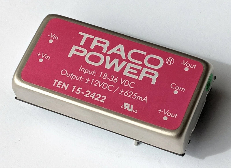 TRACO POWER DC-DC converter module, metal case with 18–36V input and 12V output