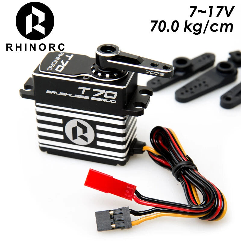 RhinoRC 70KG 0.10 Sec Steel Gears 7~17V Brushless Servo For RC Car Crawler SCX10