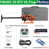 Fly Wing FW450L V3 RTF RC Helicopter 3D GPS Automatic Return RC Aircraft Orange