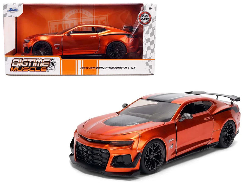 JADA die-cast Camaro ZL1 1LE model car, metallic orange, front three-quarter view.