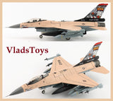 1/72 F-16V Fighting Falcon model plane, tan camouflage, 'Play to Win' tail graphic.