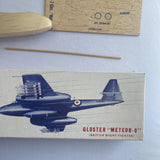Blue Gloster Meteor-8 model airplane kit box with illustrated fighter jet