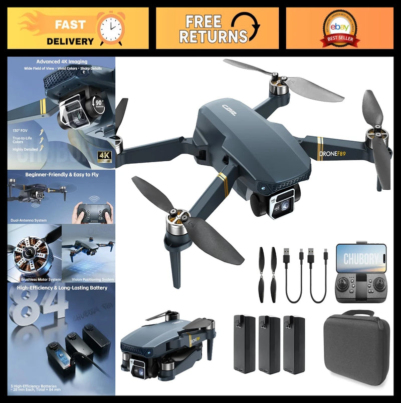 4K Camera Drone, 2650ft Range, 84min Flight Time, Foldable Quadcopter, WiFi FPV,