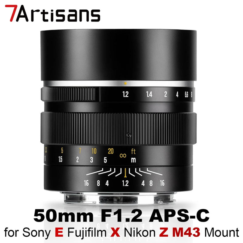 7Artisans 50mm F1.2 APS-C Manual Focus Lens for Sony E Fuji X Nikon Z M4/3 Mount