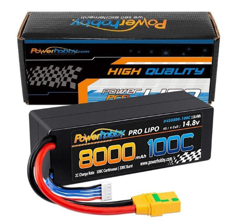 4S 14.8V 8000mAh 100C XT90 Hard Case Lipo Battery Powerhobby PHB4S8000100XT90 Battery