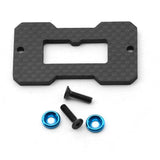 Carbon fiber servo mount reinforcement plate set with screws and blue washers