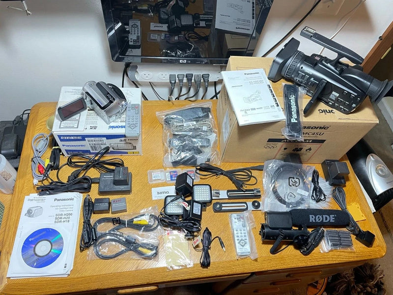 Video camera kit, 2 cameras, batteries, mics, lights, chargers, case and MORE!!!