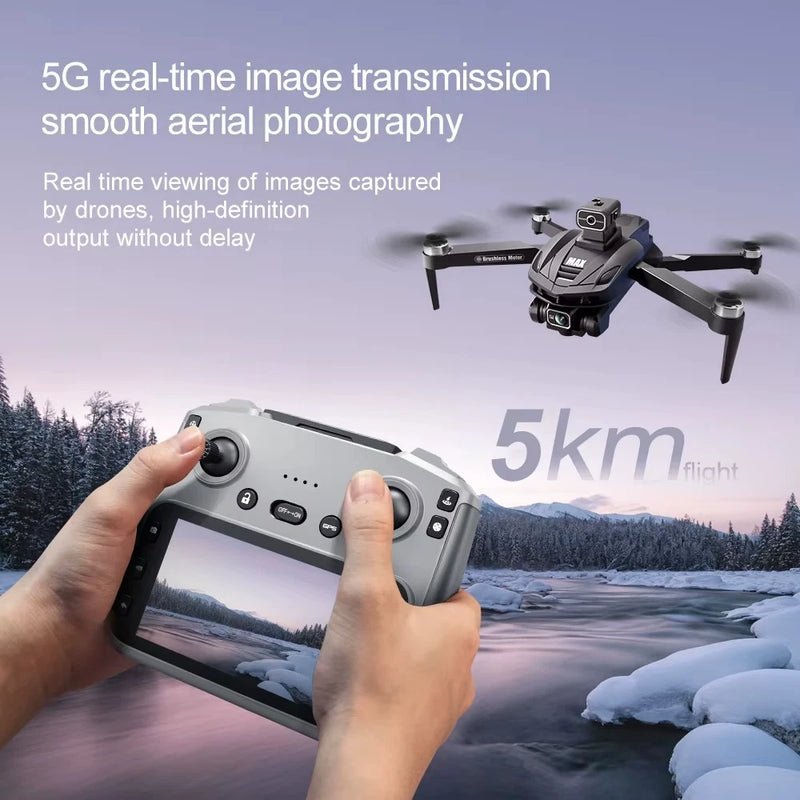 GPS 8K camera drone with black controller in hand