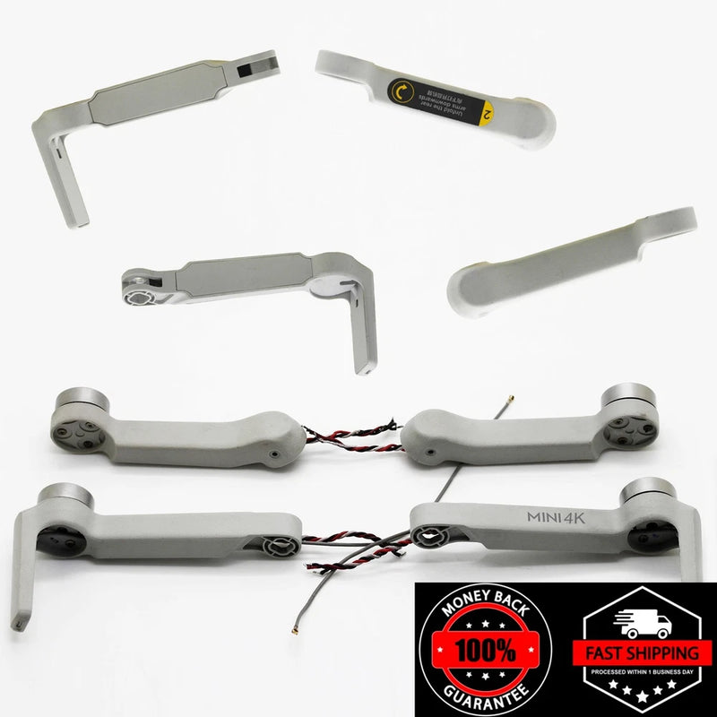 Gray replacement drone arm shell set with motor mounts and wiring for Mini 4K