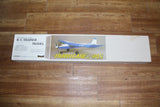 Balsa RC airplane model kit box with blue and white hurricane 40S design