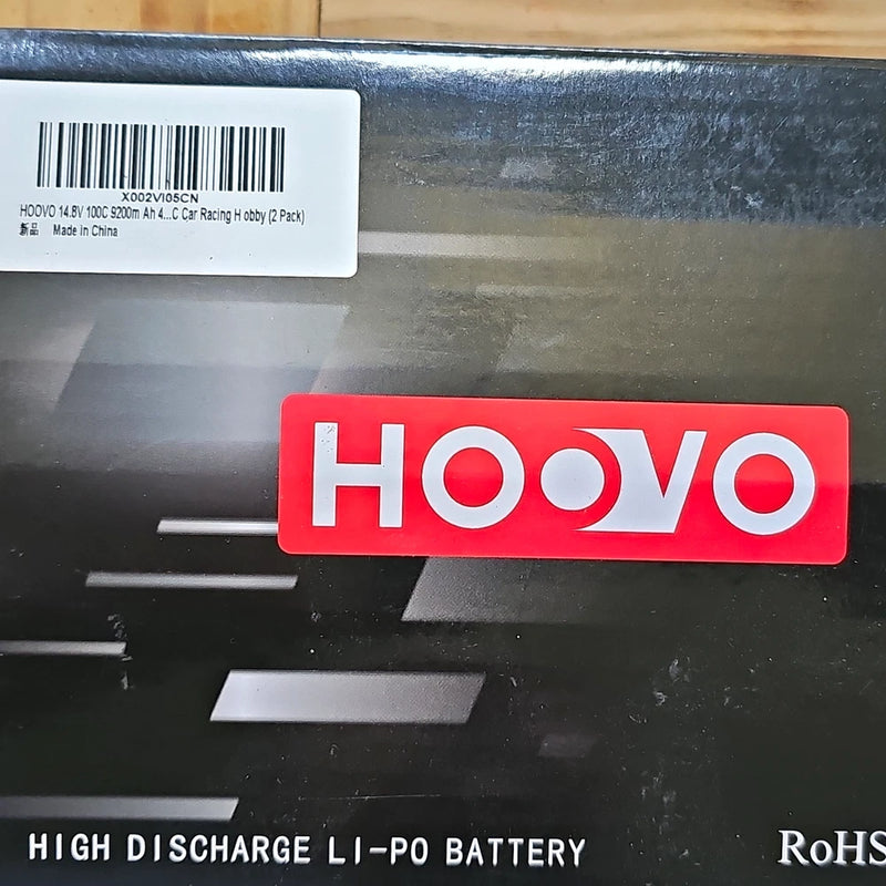 HOOVO 4S 14.8V 5200mAh 100C LiPo RC Battery Pack 2-Pack for 1:8 Battery