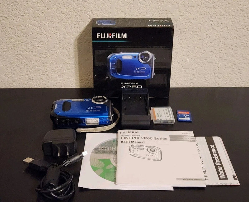 Fujifilm Finepix XP60 Digital Camera Waterproof In Box W/ New Battery & Charger