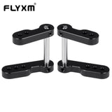 Aluminum servo steering mount brackets with screw holes and two metal posts, black