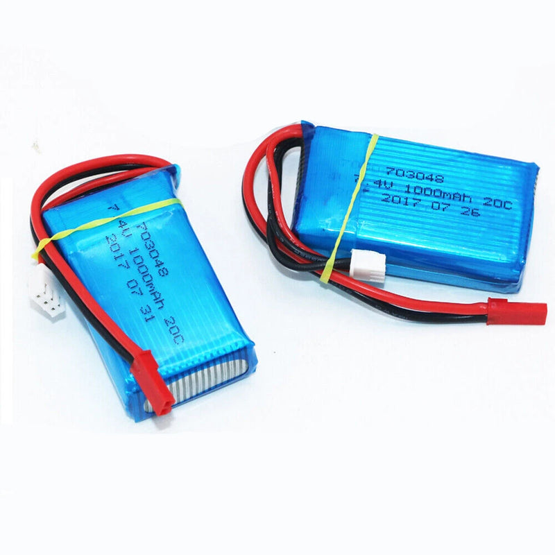 2x Rc 7.4V 1000mAh 20C 2S Li-Po Battery for WLtoys V262 V353 V912 Helicopter 1XK