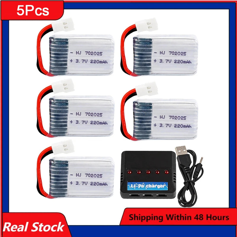 5¡Á Lipo Battery 3.7V 220mAh 702025 For SYMA X11 X4 X13 RC Quadcopter Spare Parts Battery