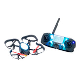 Programmable quadcopter drone with remote controller and illuminated screen