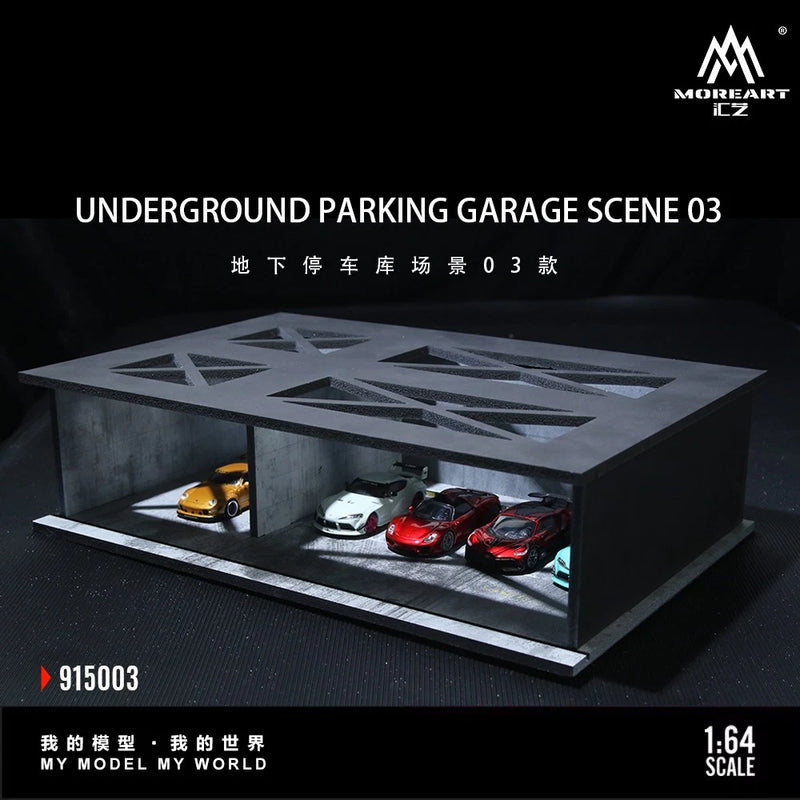 1/64 Scale Realistic Diorama LED Lighting Car Garage Underground Parking Lot Toy