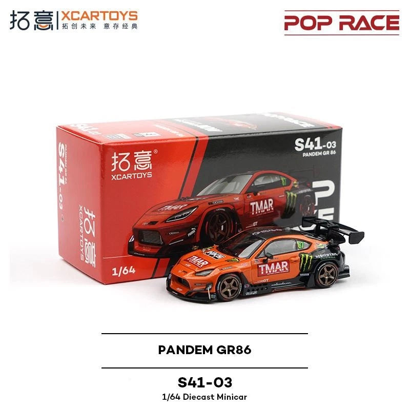 Pop Race 1/64 Pandem GR86 Daigo Saito Orange TMAR diecast minicar Model Car