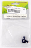 RC helicopter tail motor housing, dark blue plastic part in sealed bag