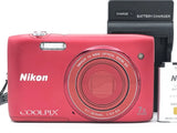 Nikon Coolpix S3400 Red 20.0MP 7x Zoom Compact Digital Camera from Japan