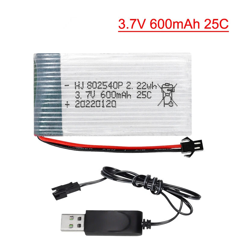 3.7V 600mAh 25C Lipo Battery SM plug and USB For Syma X5c X5c-1 X5 RC Quadcopter