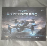 Foldable 8K HD drone retail box with SKYFORCE PRO branding