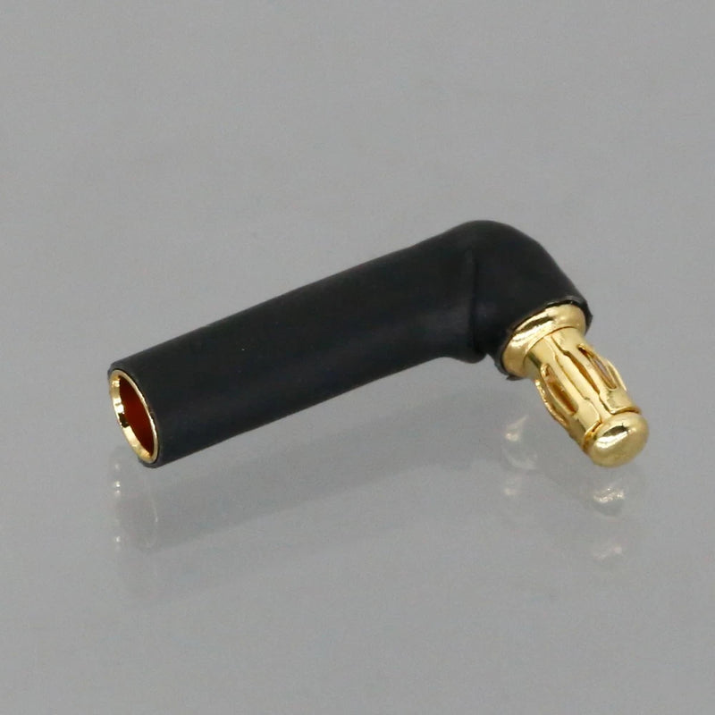 90-degree bullet connector adapter, black housing with gold 4mm/3.5mm contacts
