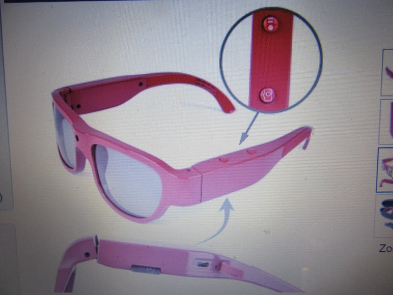 QUE DESIGN RECHARGEABLE ACTION VIDEO CAMERA SUNGLASSES WITH MICRO SD CARD. NEW