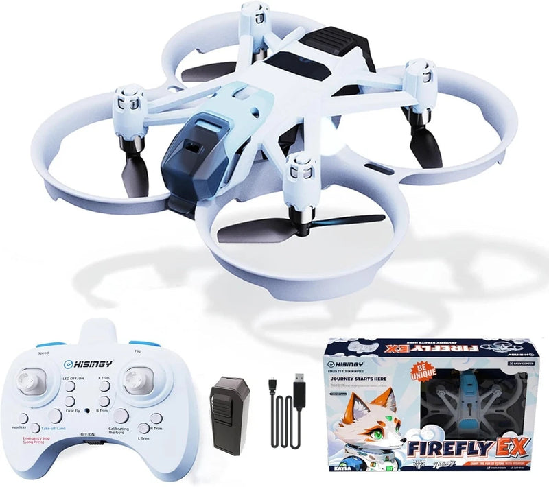 Light blue mini quadcopter drone set with remote controller and accessories