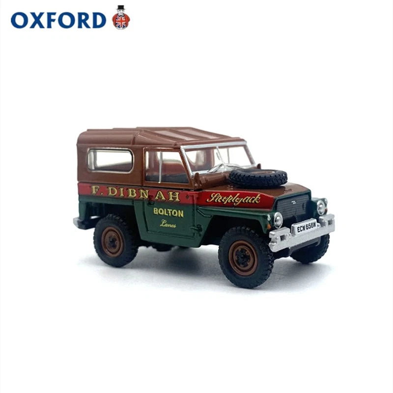 Die-cast offroad vehicle model, dark green body with brown roof and open-style windows
