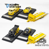 1:64 die-cast model car set: yellow and black Beetles with MOON van trailer pieces