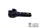 Black metal steering gear arm with LESU 25T marking, mounting holes.
