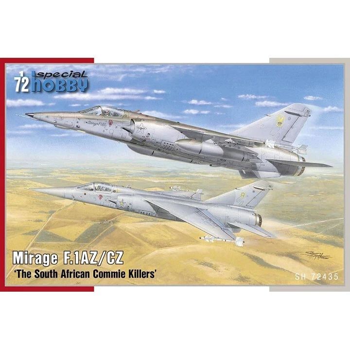 1/72 scale model kit box art of a gray Mirage F.1AZ/CZ jet