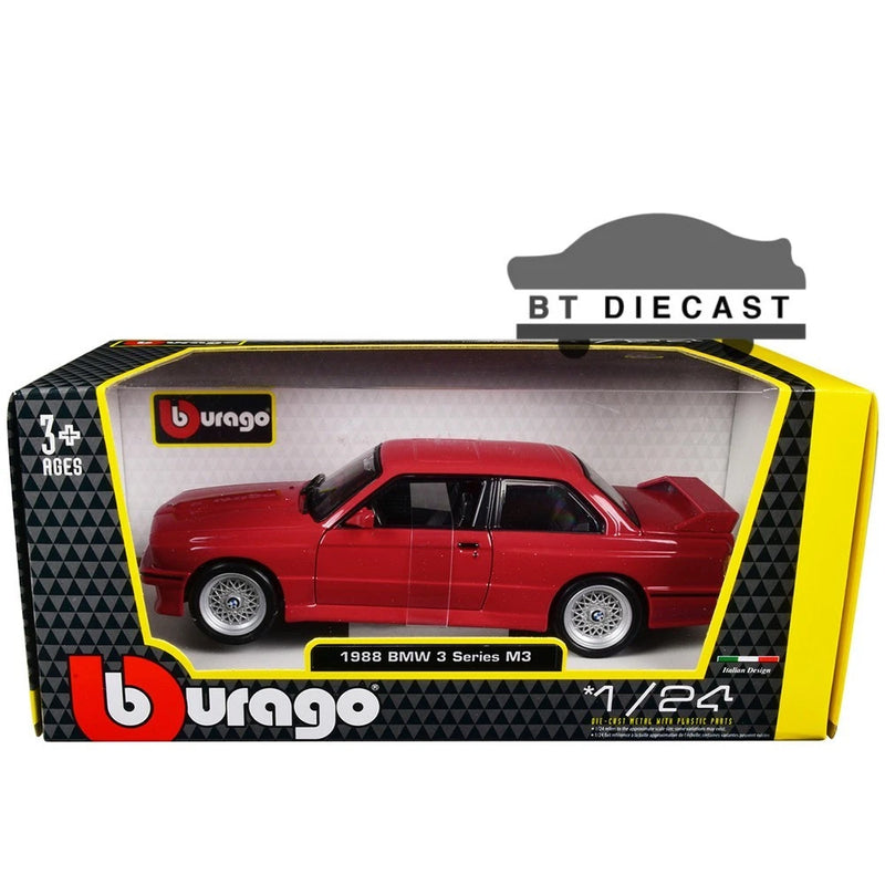BBURAGO 1988 BMW M3 E30 1/24 DIECAST MODEL CAR RED 21100